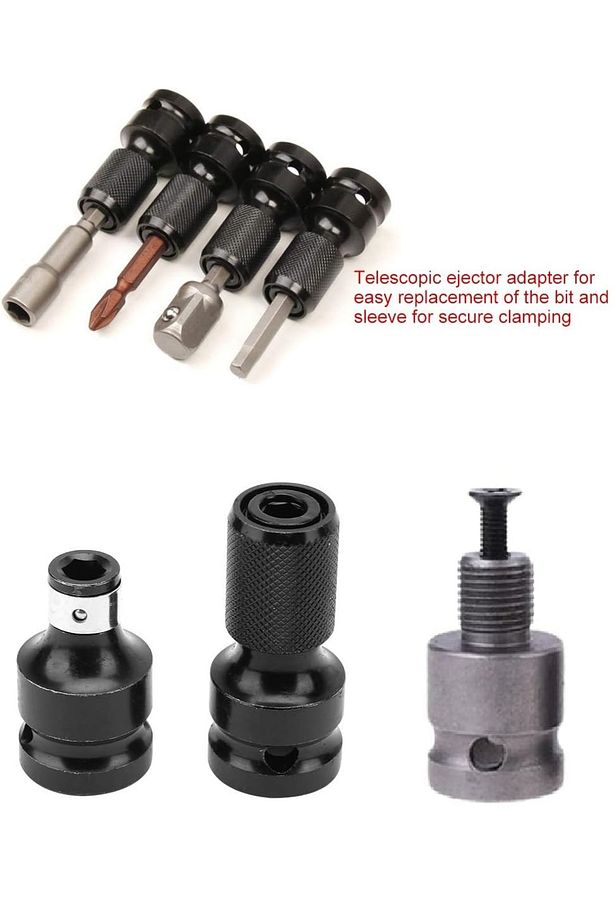 1/2 Matkap Chuck Mandren Adaptör Somun Sökme Makinesini Hex Bits Vidalamaya Dönüştürme Aparat Seti - 4