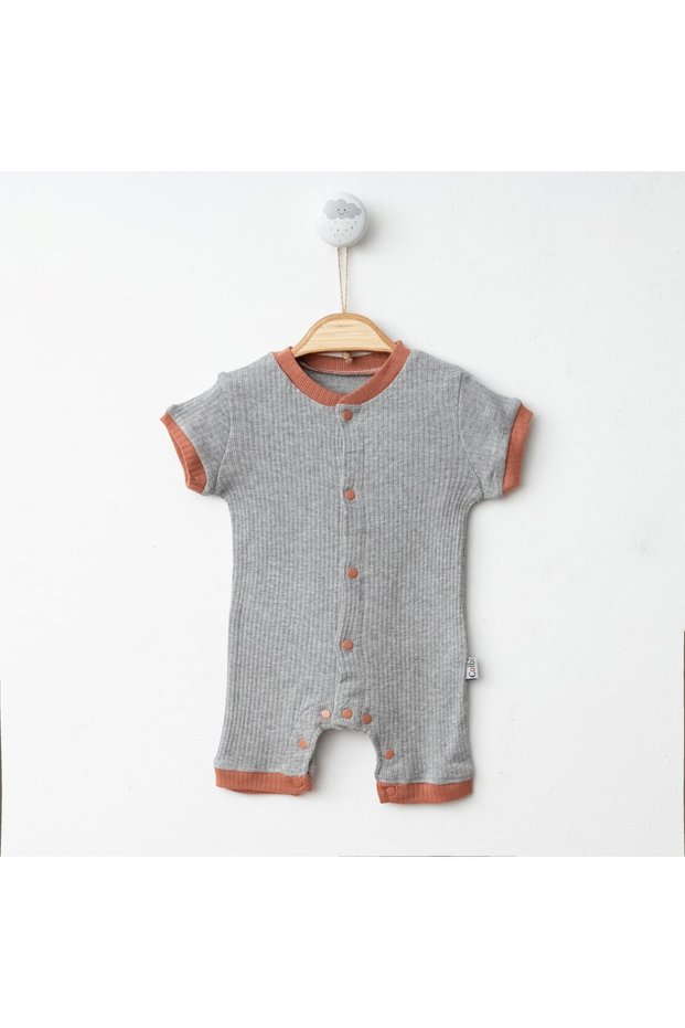 Newborn Baby Girl and Boy Summer Short Shorts Jumpsuit with Snap Front Short Sleeve Unisex Baby Jumpsuit