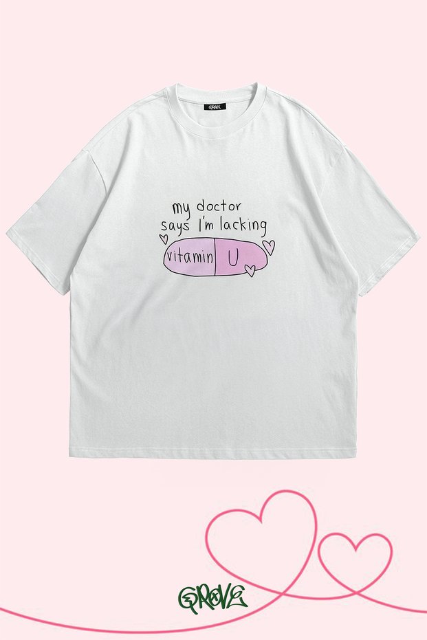 Valentine's Day Couple Oversize T-Shirt with Vitamin Sen Print