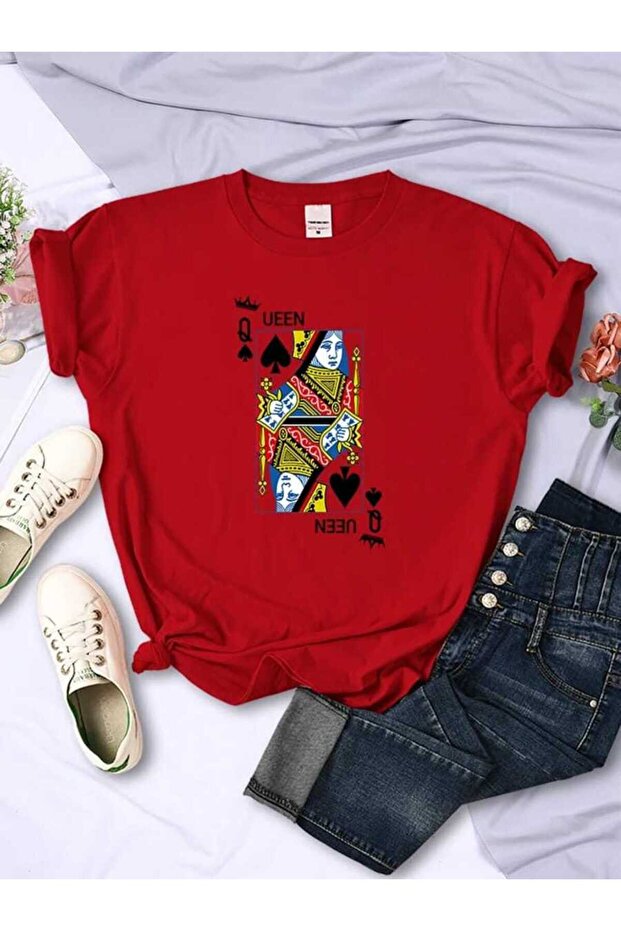 STYLE-X QEEN PRINTED CYCLING NECK, 100% COTTON, OVERSIZE, WOMEN'S T-SHIRT