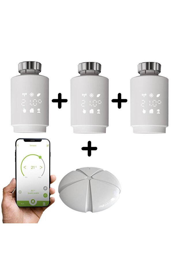 Akıllı Isıtma Seti - 3 X Akıllı Termostatik Radyatör Vanası Ve 1 X Zigbee Gateway - 1