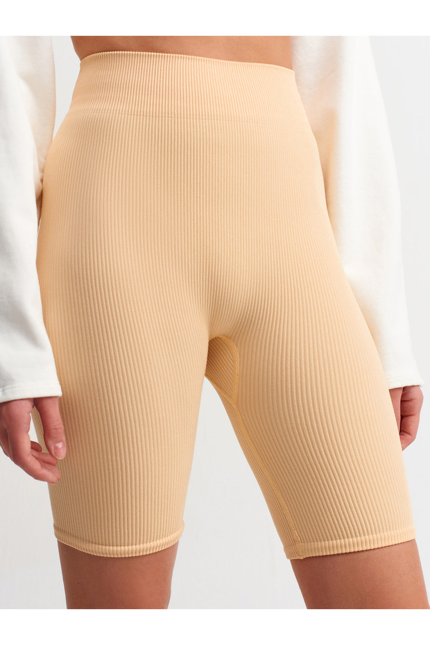 7929 Yüksek Bel Biker Şort-t.sarı - 3