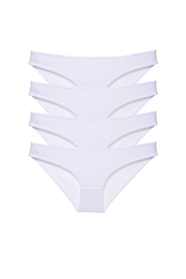 4 Pieces Super Eco Set Lycra Women's Slip Panties White