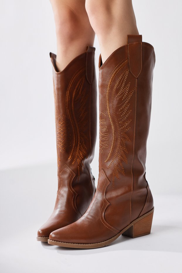 Hero Tan Embroidered Cowboy Women's Boots