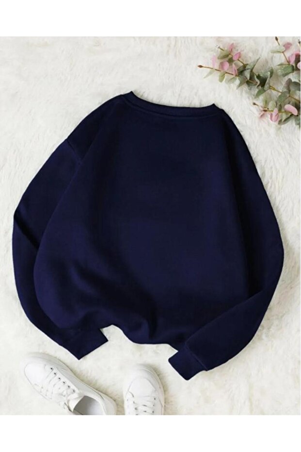 Lacivert Sweat Brooklyn Baskılı Oversize - 2