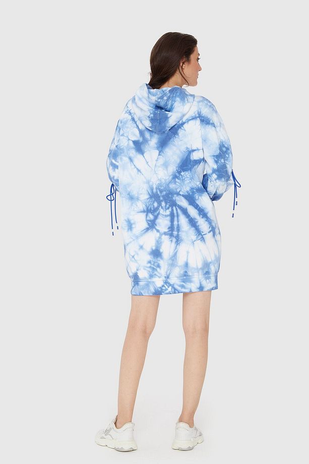 Batik Örme Bağcıklı Lacivert Elbise - 3