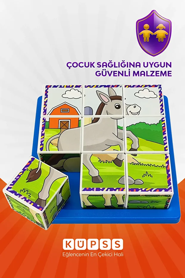 Çiftlik Hayvanları Küp Puzzle - 6 Farklı Yapboz - 4