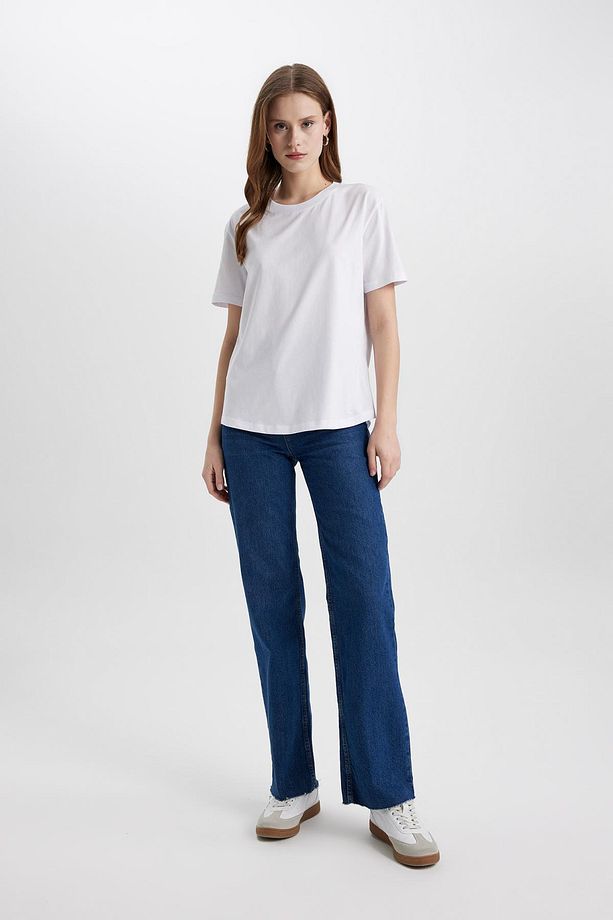 Regular Fit Bisiklet Yaka Penye Basic Kısa Kollu Tişört W9584az24sm - 2