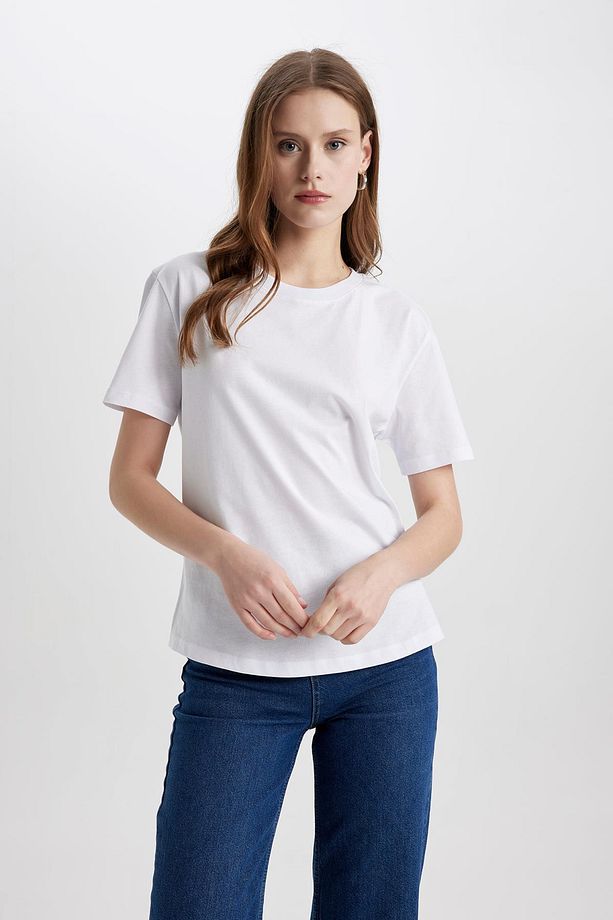 Regular Fit Bisiklet Yaka Penye Basic Kısa Kollu Tişört W9584az24sm - 3