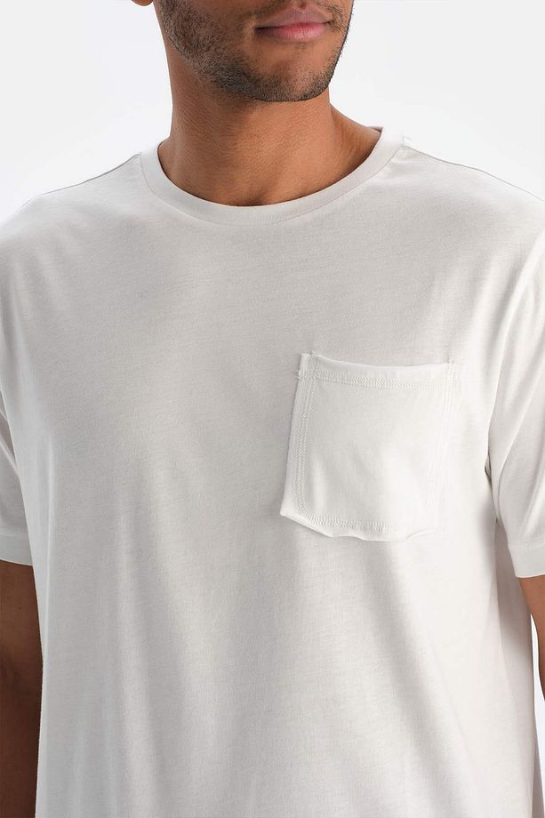 Ekru Nakış Detaylı Altı Dokuma Ekoseli Tişört Pantolon Pijama Takımı - 6