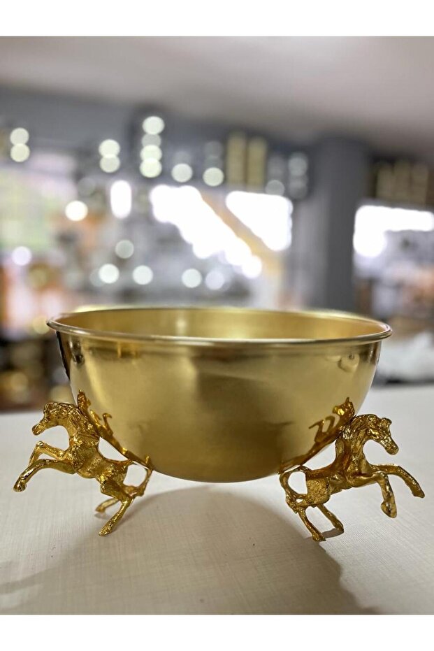 Atlı Pirinç Gold Çiçeklik Vazo - 1