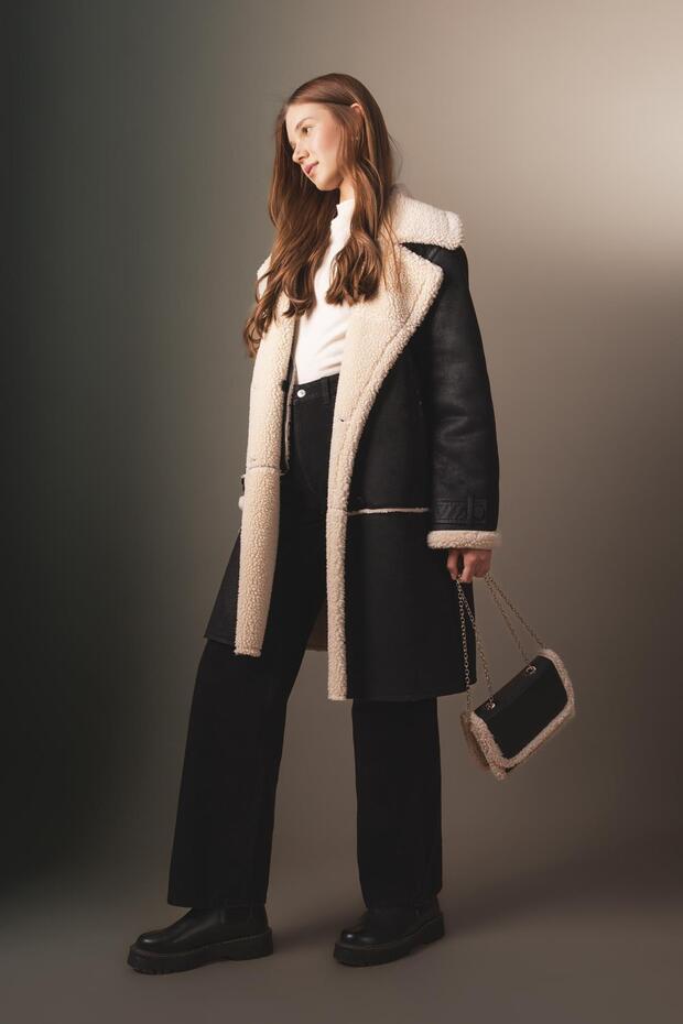 Regular Fit plüss bélés velúr kabát Parka A1305ax23wn - 2