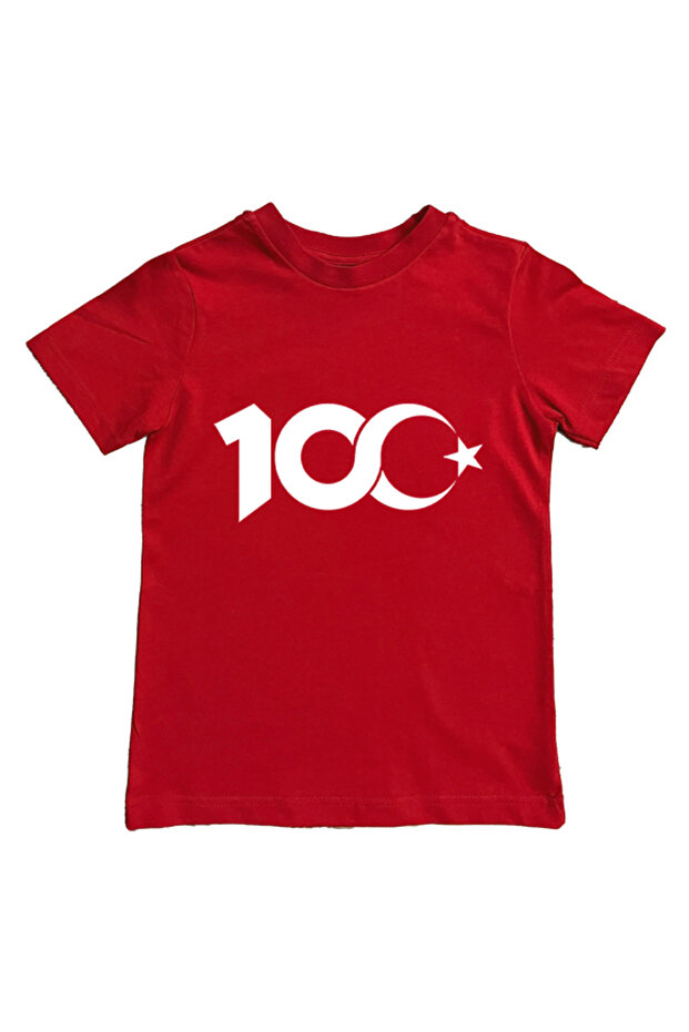 unisex printed moon starry turkish flag cotton combed children's T-shirt