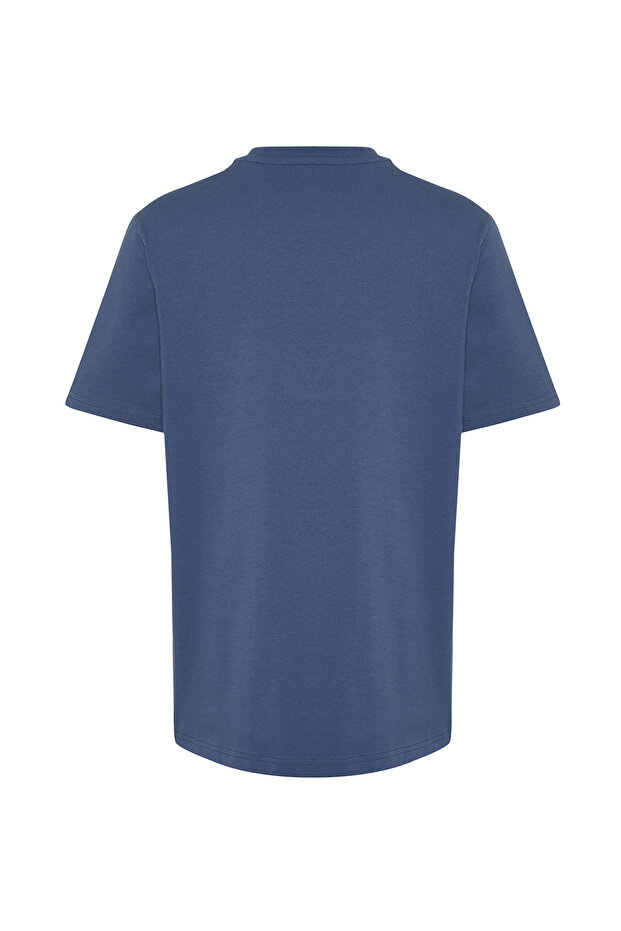 Indigo Regular/Normal Kesim Kurt Nakışlı %100 Pamuklu T-Shirt TMNSS24TS00056 - 8