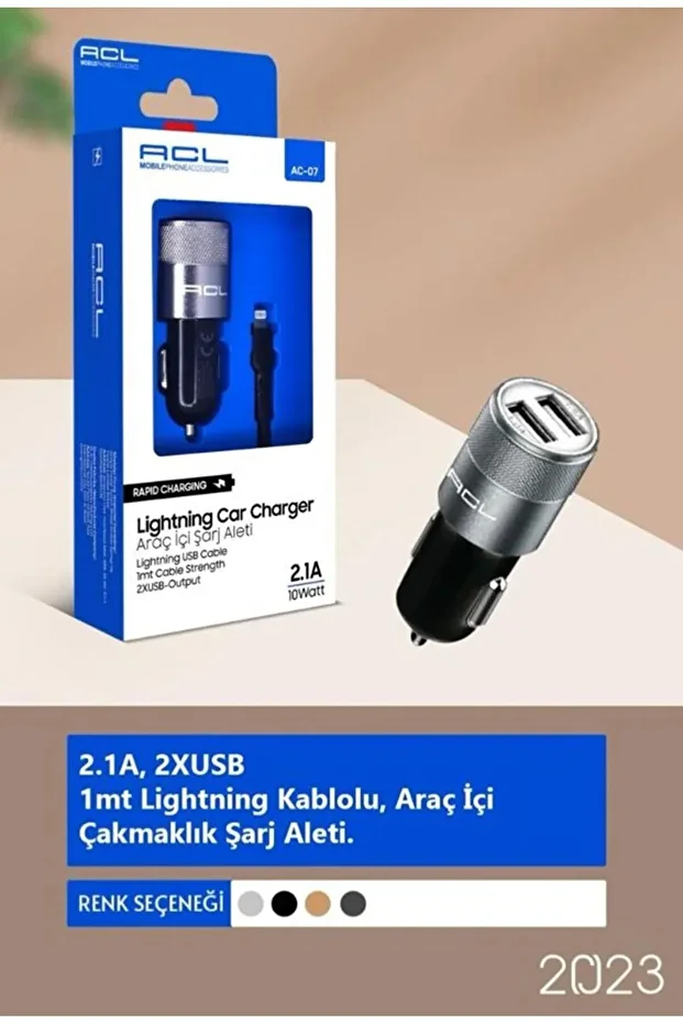 AC-07 Power Classic Series™ Araç İçi Şarj Aleti Lightning Kablolu - 1