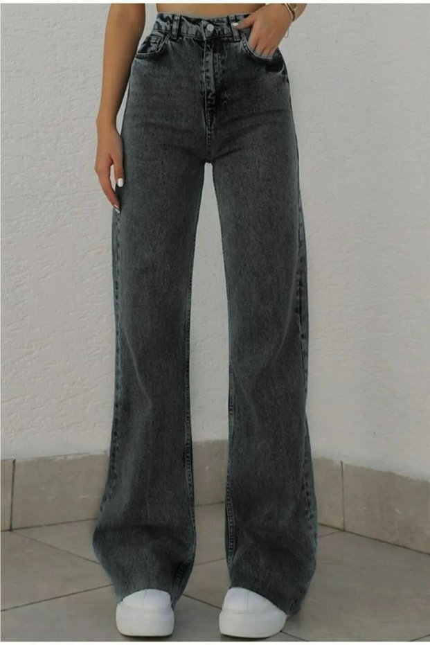 Mery Women's High Waist Lycra Wide Leg Denim Jeans