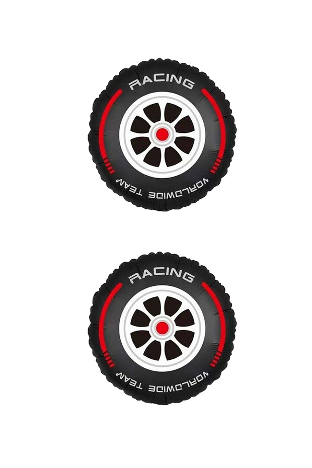 Race Car Wheel Foil Balloon - Race Car Tire Foil Balloon 2 Pieces - 45 Cm