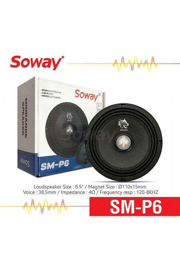 SOWAY SM-P6 16 CM KURŞUN GÖBEK MİDRANGE 300W 100RMS OTO HOPARLÖR (2 ADET) - 1