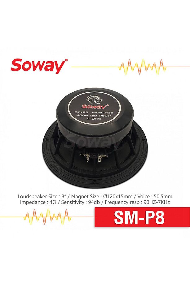SOWAY SM-P8 20CM MİDRANGE KURŞUN GÖBEK 400W 180RMS HOPARLÖR (2ADET) - 5