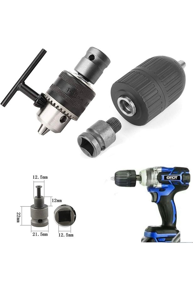 1/2 Matkap Chuck Mandren Adaptör Somun Sökme Makinesini Hex Bits Vidalamaya Dönüştürme Aparat Seti - 7