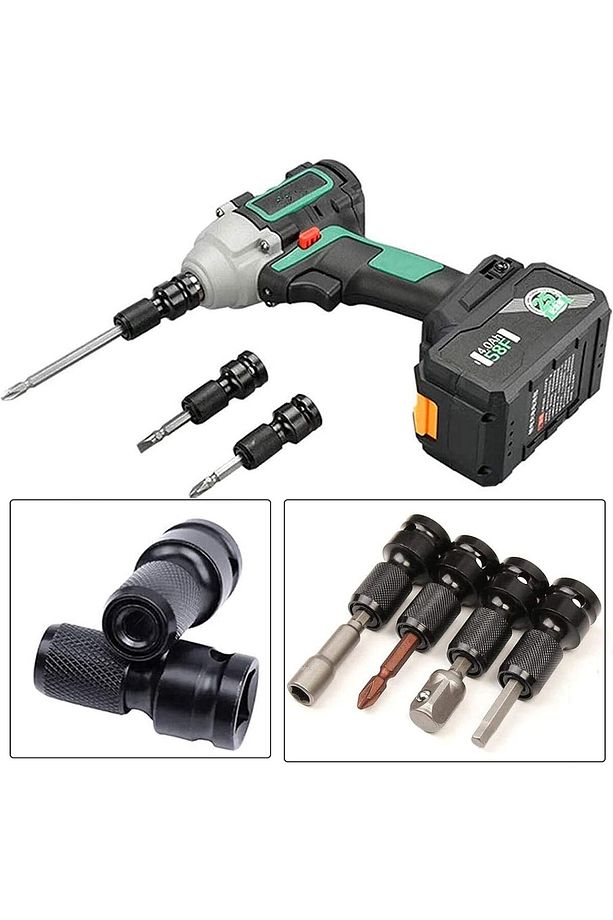 1/2 Matkap Chuck Mandren Adaptör Somun Sökme Makinesini Hex Bits Vidalamaya Dönüştürme Aparat Seti - 8