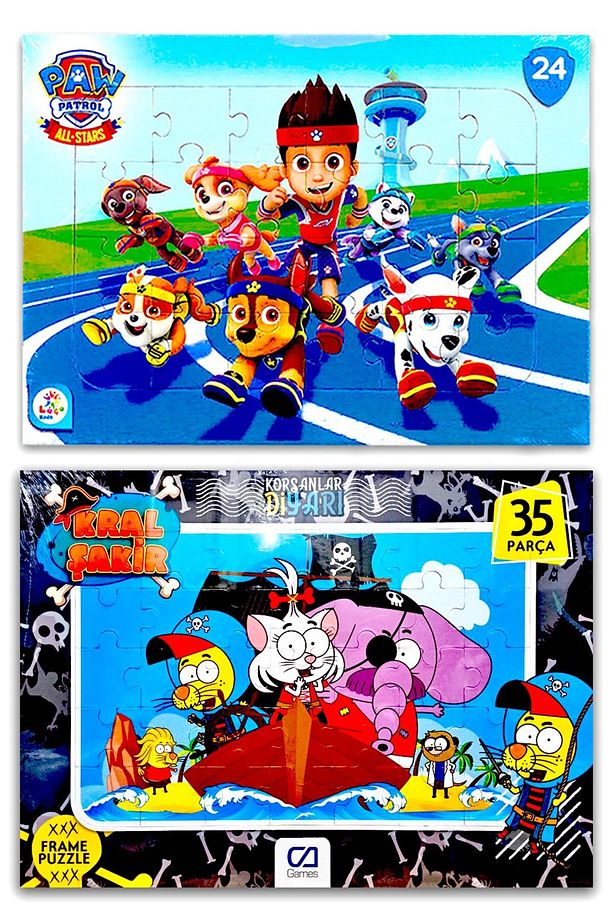 Paw Patrol (Pati Devriyesi) ve Kral Şakir 2 li Frame Puzzle/Yapboz - 1