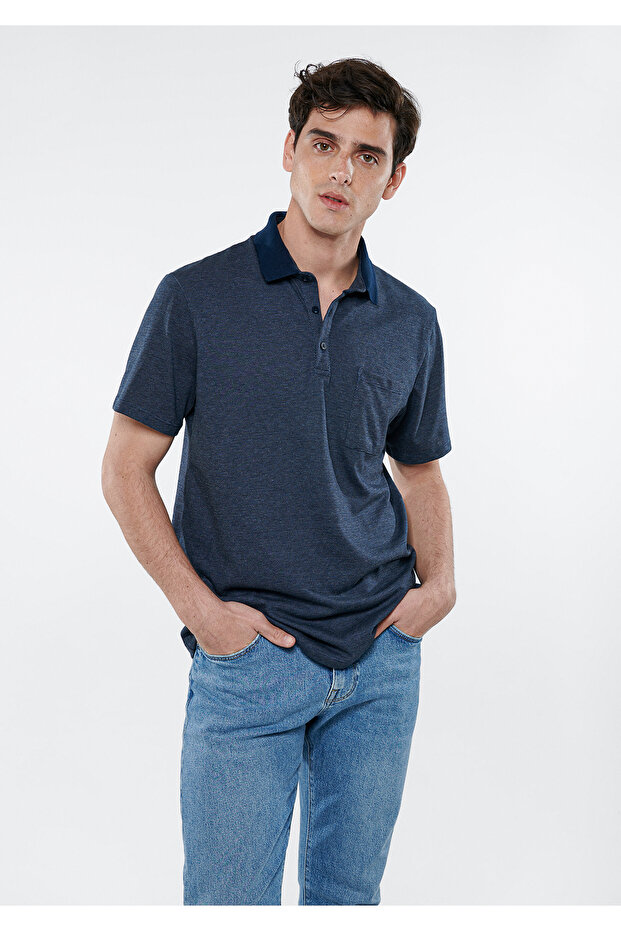 Navy Blue Polo T-Shirt Regular Fit / Normal Cut 0611534-70497