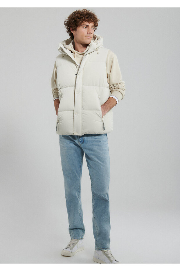 Hooded Beige Inflatable Vest Regular Fit / Regular Fit0110306-70134