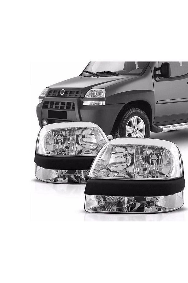 Fiat Doblo Sağ Sol Ön Far Lambası Takımı Manuel 2001--2005 - 1