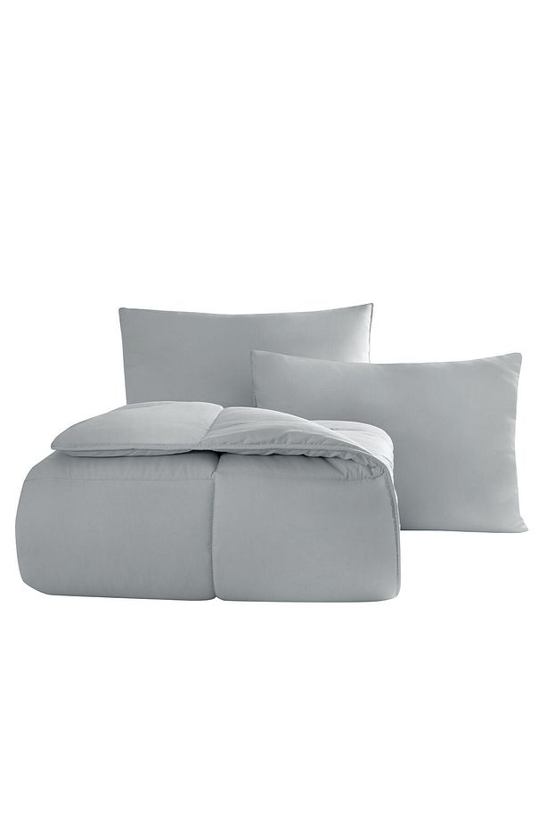 Macaron Tek Kişilik Yorgan - Yastık Set - Gri - 4