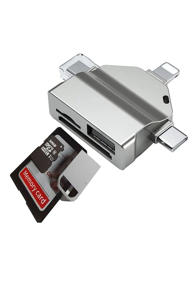 Usb Otg Kart Okuyucu Micro USB Type-C ve Lightning Uçlu Telefon PC ve Notebook Uyumlu Mikro SD ZR591 - 1