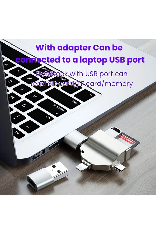Usb Otg Kart Okuyucu Micro USB Type-C ve Lightning Uçlu Telefon PC ve Notebook Uyumlu Mikro SD ZR591 - 3