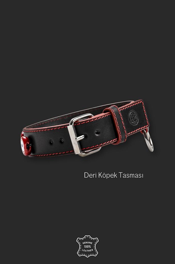 Karain Koleksiyon Gerçek Pull Up Deri Cam Nazar Boncuğu Işlemeli Tasma - 2