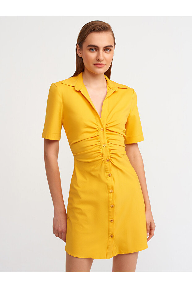 90340 Back Detailed Mini Dress-orange
