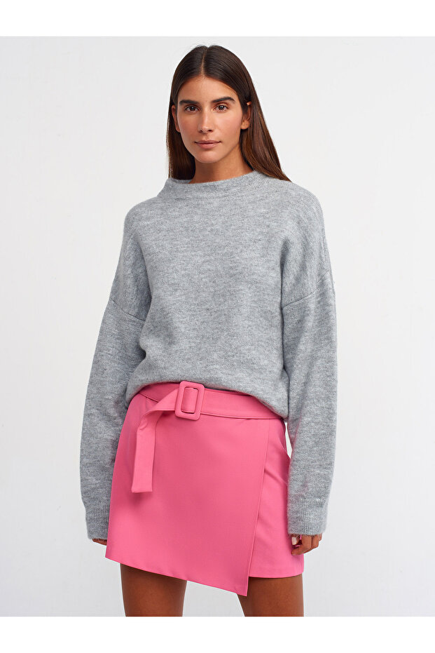 10310 Dik Yaka Basic Kazak-Koyu Gri - 4