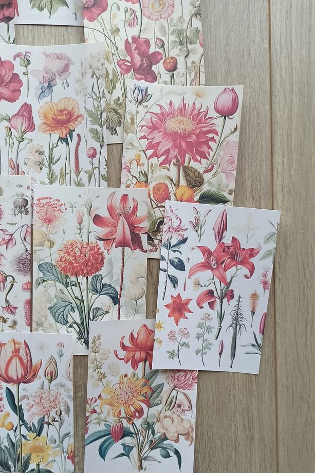 12 Adet Scrapbook Çiçek Temalı Scrapbook Kağıt Seti Bullet Journal Dekupaj Kağıdı - 2