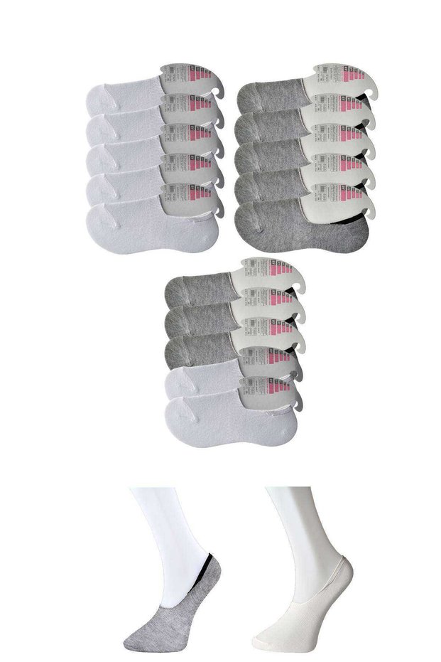 Gray and White Women's Ballerina Socks 15 Pairs
