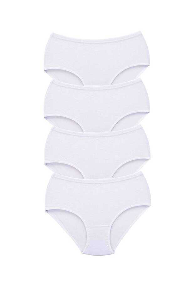 4 Pieces Tutku Women's High Waist Bato Thick Rubber Panties White