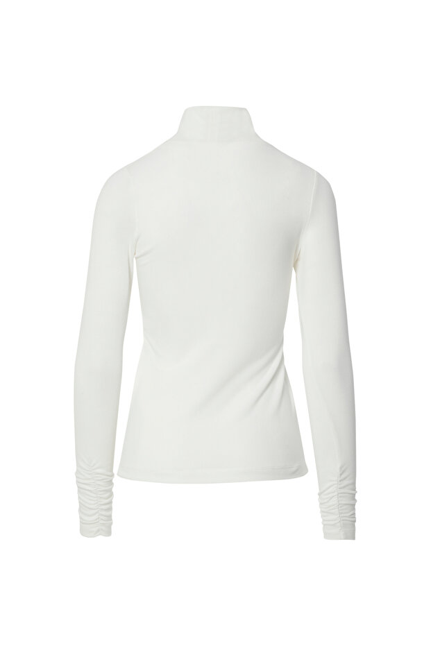 Dik Yaka Ekru Triko Bluz - 3