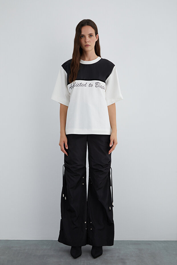 Taş Baskı Detaylı Basic Tshirt - 3