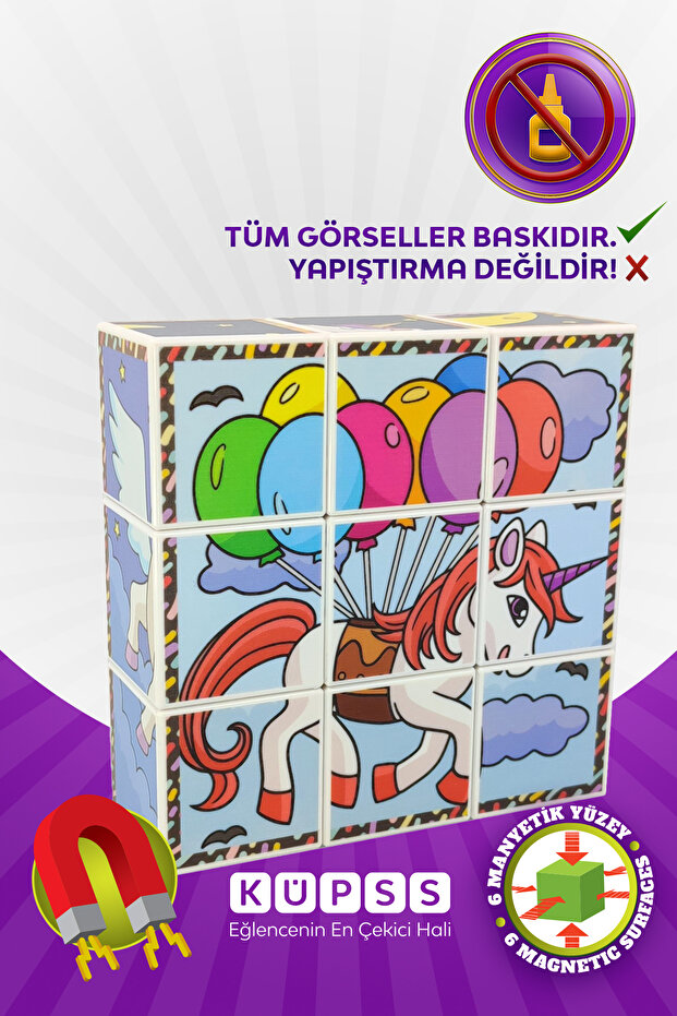 6 Farklı Unicorn 3d Manyetik Puzzle Küp - 4
