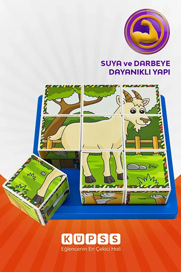 Çiftlik Hayvanları Küp Puzzle - 6 Farklı Yapboz - 5