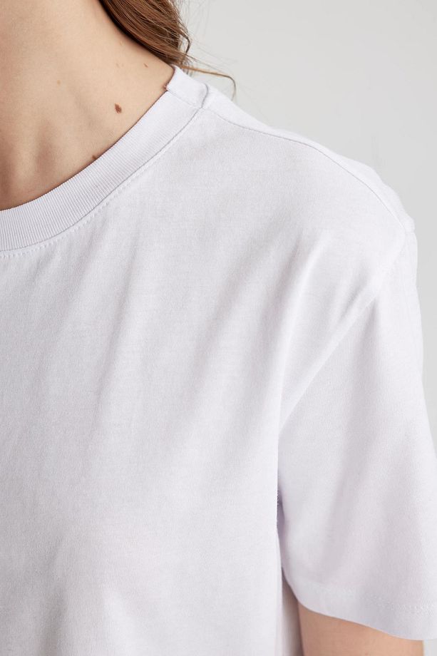 Regular Fit Bisiklet Yaka Penye Basic Kısa Kollu Tişört W9584az24sm - 5