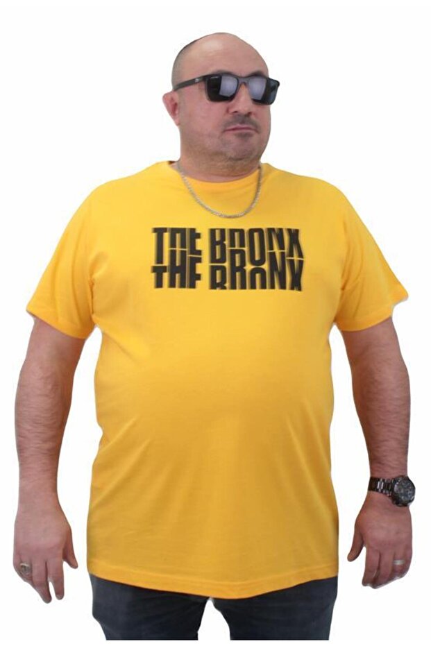 Men's Large Size Crew Neck T-Shirt The Bronx 23174 YELLOW