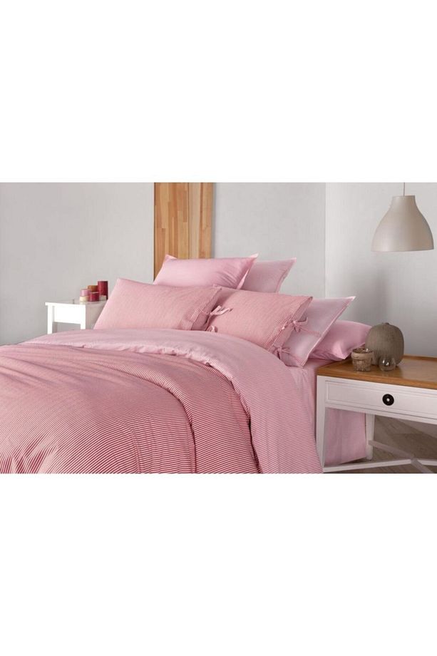 Pembe Danilo Percale Gofre Kumaş Tek Kişilik Nevresim Takımı - 1