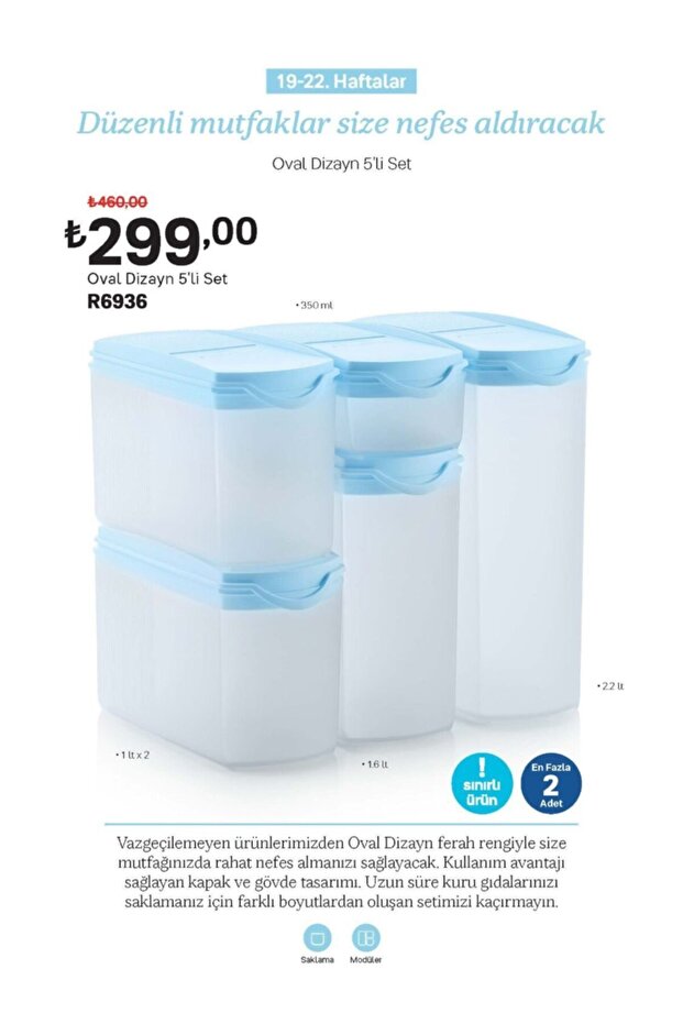 Oval Dizayn 5’li Set - 1