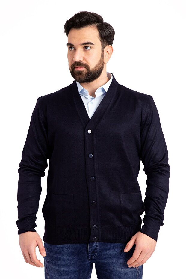 En Baba Ince Yün Triko Örgü Hırka - 1