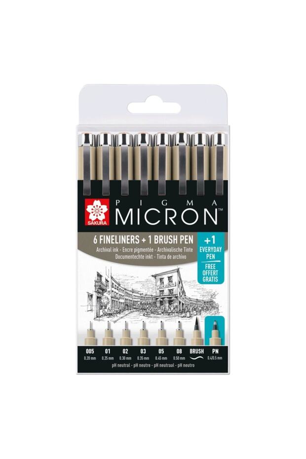 : Pigma Micron Siyah Set : 7+1 Uç - 1