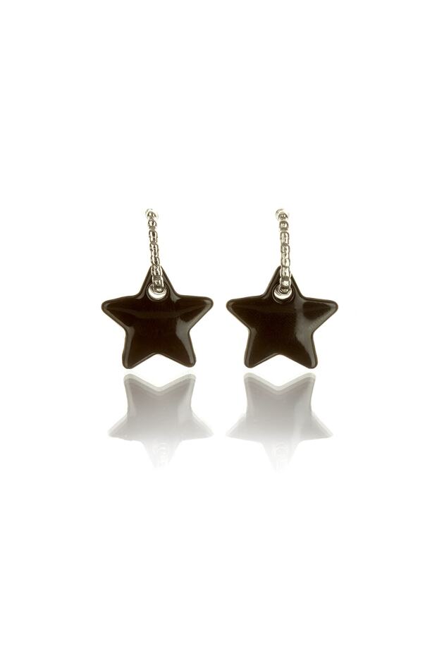 Shiny Black Color Antiallergic Star Earrings