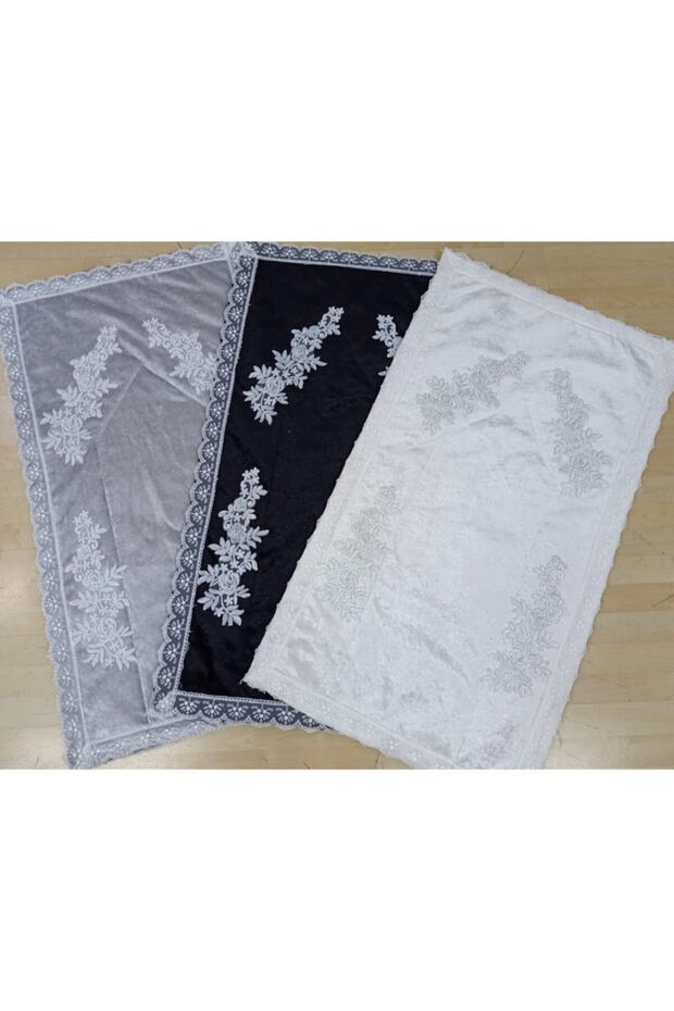 Asorti 3 Pieces Velvet French Laced Dowry Prayer Mat